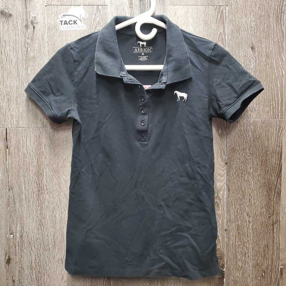 SS Polo Shirt, 1/4 Button Up *gc, hair, faded