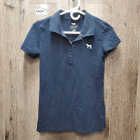 SS Polo Shirt, 1/4 Button Up *gc, hair, faded