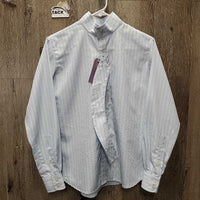 LS Show Shirt, 1x Button Collar *vgc, older, seam puckers, bubbled
