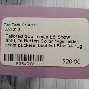 LS Show Shirt, 1x Button Collar *vgc, older, seam puckers, bubbled
