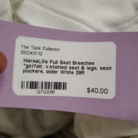 Full Seat Breeches *gc/fair, v.stained seat & legs, seam puckers, older
