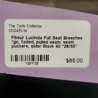 Full Seat Breeches *gc, faded, pulled seam, seam puckers, older
