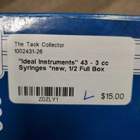 "Ideal Instruments" 43 - 3 cc Syringes *new, 1/2 Full Box
