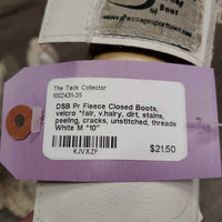 Pr Fleece Closed Boots, velcro *fair, v.hairy, dirt, stains, peeling, cracks, unstitched, threads

