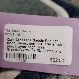 Quilt Dressage Saddle Pad *gc, clean, faded, mnr hair, stains, rubs, pills, frayed edge