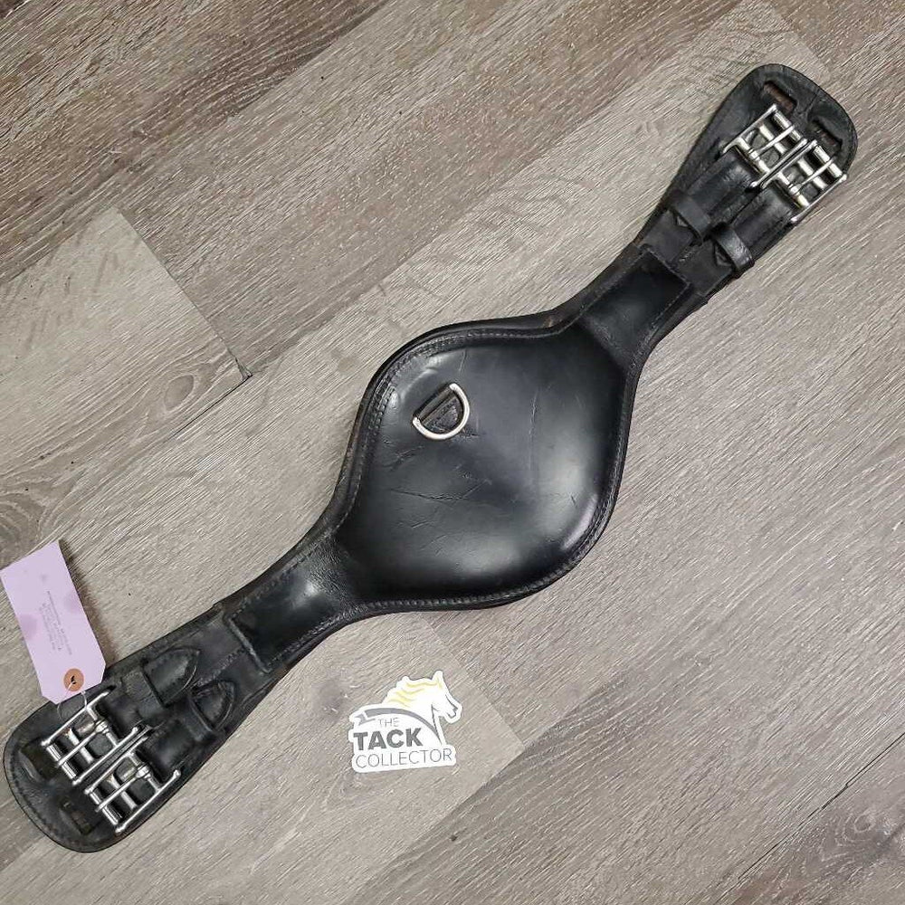 Small Padded Belly Short Girth Girth, 2x Els, D Ring *gc/fair, clean & dirty seams, scratches, deep creases & cracks