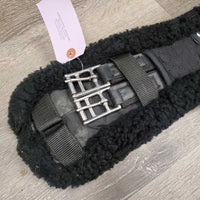 Cotton Quilt & Sheepskin Short Girth, 2x els, Center D Ring *gc/vgc, clean, discolored, stiff, hair
