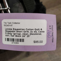 Cotton Quilt & Sheepskin Short Girth, 2x els, Center D Ring *gc/vgc, clean, discolored, stiff, hair
