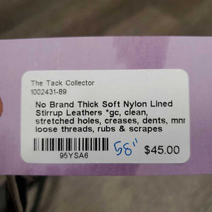 Thick Soft Nylon Lined Stirrup Leathers *gc, clean, stretched holes, creases, dents, mnr loose threads, rubs & scrapes