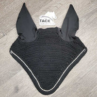 Crochet Ear Bonnet Fly Veil, piping, bling, bag *new