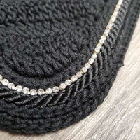 Crochet Ear Bonnet Fly Veil, piping, bling, bag *new
