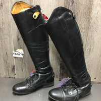Field Boots, zips, Gold Forms *gc, clean, v.creased/ridges, repaired, v.puckered & stretched els
