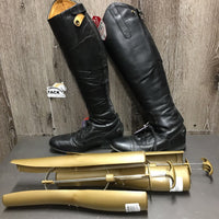 Field Boots, zips, Gold Forms *gc, clean, v.creased/ridges, repaired, v.puckered & stretched els
