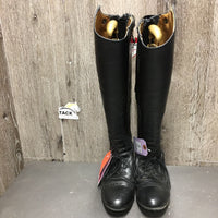 Field Boots, zips, Gold Forms *gc, clean, v.creased/ridges, repaired, v.puckered & stretched els