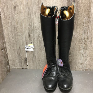 Field Boots, zips, Gold Forms *gc, clean, v.creased/ridges, repaired, v.puckered & stretched els