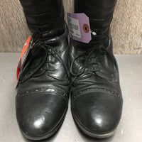 Field Boots, zips, Gold Forms *gc, clean, v.creased/ridges, repaired, v.puckered & stretched els
