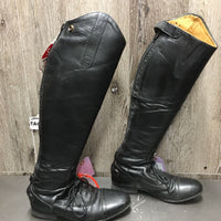 Field Boots, zips, Gold Forms *gc, clean, v.creased/ridges, repaired, v.puckered & stretched els