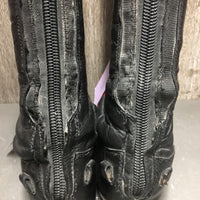 Field Boots, zips, Gold Forms *gc, clean, v.creased/ridges, repaired, v.puckered & stretched els