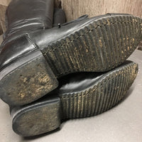 Field Boots, zips, Gold Forms *gc, clean, v.creased/ridges, repaired, v.puckered & stretched els