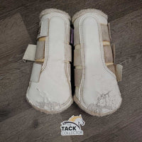 Pr Fleece Lined Closed Boots, velcro *fair, v.hairy, clean, stains, peeling, cracks, unstitched, threads, clumpy
