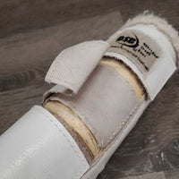Pr Fleece Lined Closed Boots, velcro *fair, v.hairy, clean, stains, peeling, cracks, unstitched, threads, clumpy