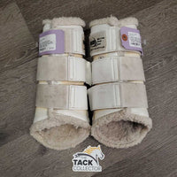 Pr Fleece Lined Closed Boots, velcro *fair, v.hairy, clean, stains, peeling, cracks, unstitched, threads, clumpy
