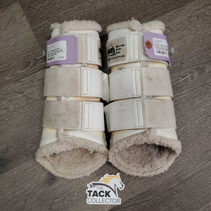 Pr Fleece Lined Closed Boots, velcro *fair, v.hairy, clean, stains, peeling, cracks, unstitched, threads, clumpy