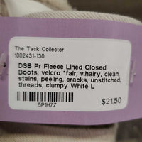 Pr Fleece Lined Closed Boots, velcro *fair, v.hairy, clean, stains, peeling, cracks, unstitched, threads, clumpy
