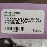 Thin French Link Loose Ring Bit, Lozenge *vgc, clean, mnr stains & scratches