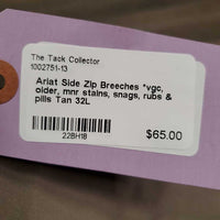 Side Zip Breeches *vgc, older, mnr stains, snags, rubs & pills
