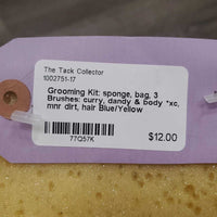 Grooming Kit: sponge, bag, 3 Brushes: curry, dandy & body *xc, mnr dirt, hair