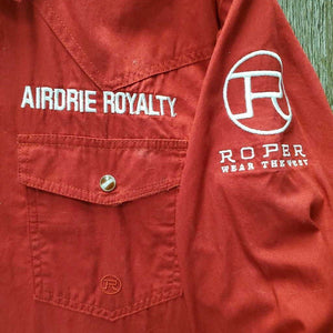 LS Western Shirt,snaps "Airdrie Royalty" *gc, seam puckers, mnr hair