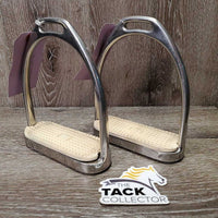 Pr Hvy Stirrup Irons, grips *xc/vgc, clean, mnr scratches, stains, & scrapes
