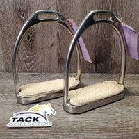 Pr Hvy Stirrup Irons, grips *xc/vgc, clean, mnr scratches, stains, & scrapes
