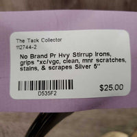 Pr Hvy Stirrup Irons, grips *xc/vgc, clean, mnr scratches, stains, & scrapes