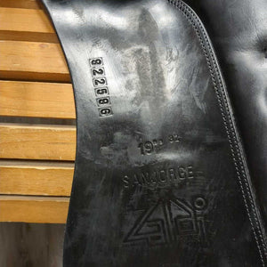 19" *5" MW Zaldi San Jorge Plana Dressage Saddle, Navy Zaldi Cotton Cover, Wool Flocking, Lg Exterior Front Blocks, Rear Gusset Panels, Flaps: 18"L x 11"W, Serial #: 922596 19" 32