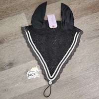 Tie Down Crochet Bonnet Fly Veil, Nose Elastic, 3x piping *xc
