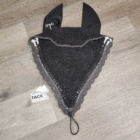 Tie Down Crochet Bonnet Fly Veil, Nose Elastic, 3x piping *xc