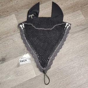Tie Down Crochet Bonnet Fly Veil, Nose Elastic, 3x piping *xc