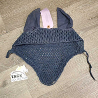 Crochet Bonnet Ear Veil, 1x piping *fair, clean, v.faded, v.curled, cut string
