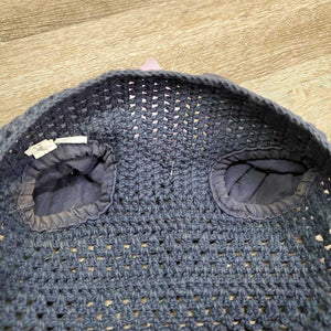 Crochet Bonnet Ear Veil, 1x piping *fair, clean, v.faded, v.curled, cut string