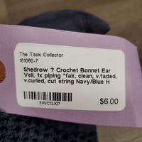 Crochet Bonnet Ear Veil, 1x piping *fair, clean, v.faded, v.curled, cut string