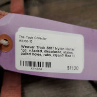 Thick Stiff Nylon Halter *gc, v.faded, discolored, stains, pulled holes, rubs, clean?
