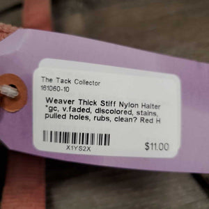 Thick Stiff Nylon Halter *gc, v.faded, discolored, stains, pulled holes, rubs, clean?
