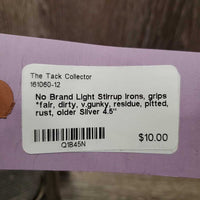 Light Stirrup Irons, grips *fair, dirty, v.gunky, residue, pitted, rust, older
