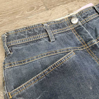 Full Seat Denim Breeches *vgc/gc, rubs, seam puckers, faded, weak velcro, pilly edges
