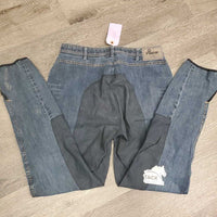 Full Seat Denim Breeches *vgc/gc, rubs, seam puckers, faded, weak velcro, pilly edges
