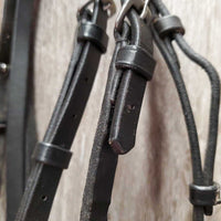 Rsd Leather Bridle, buckles *vgc/gc, cut cheeks, v.stiff, v.puckered/creased, clean, residue
