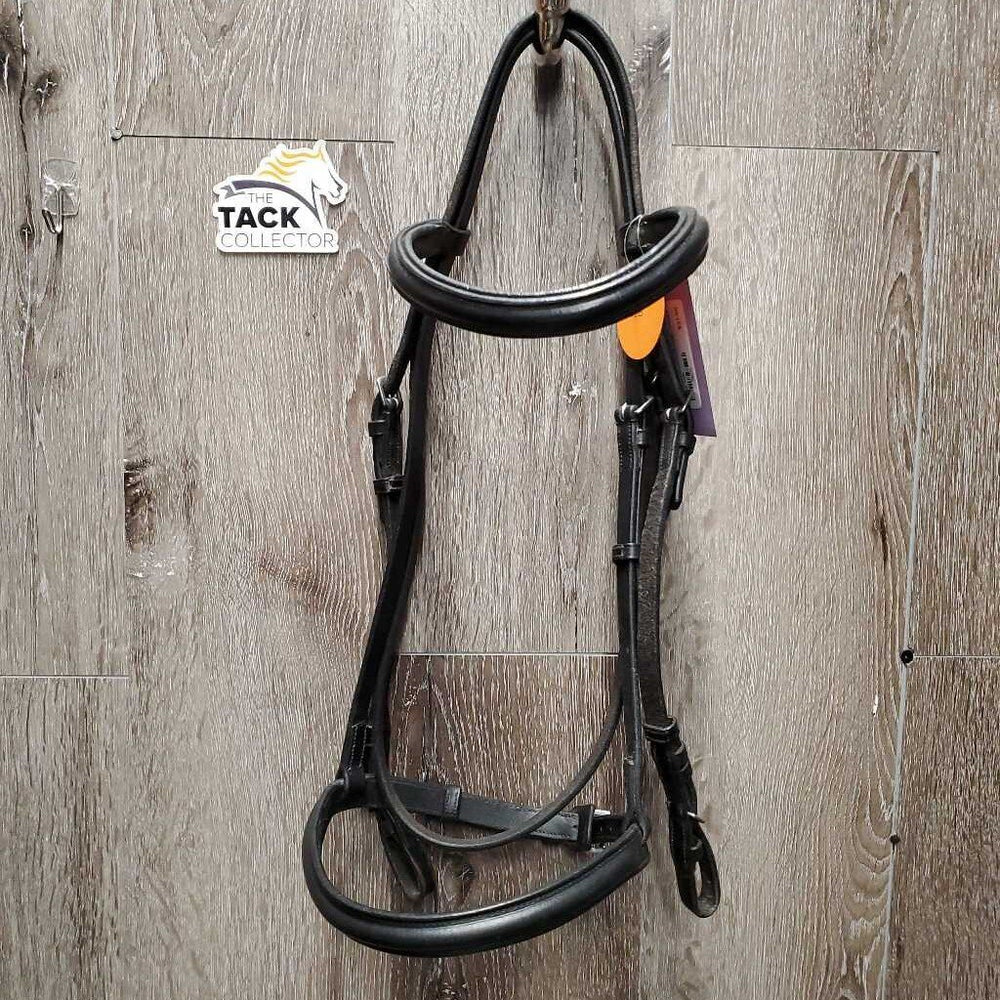 Rsd Leather Bridle, buckles *vgc/gc, cut cheeks, v.stiff, v.puckered/creased, clean, residue