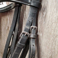Rsd Leather Bridle, buckles *vgc/gc, cut cheeks, v.stiff, v.puckered/creased, clean, residue
